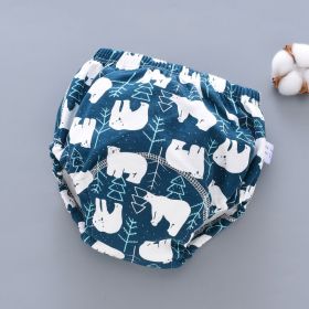 Baby Training Pants Washable 6-layer Gauze Diaper Cover (Option: White Bear Blue Background-L Code-5PCS)