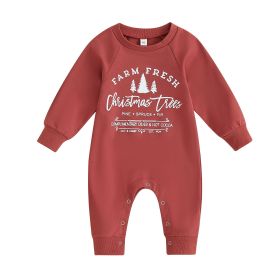 Baby Boys And Girls Long Climbing Jumpsuit Christmas (Option: Red-60cm)