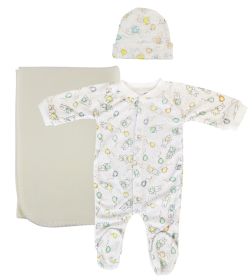 Unisex Newborn Baby 3 Pc Layette Sets (Color: Yellow, size: small)