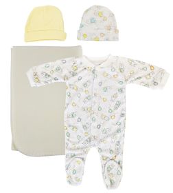 Unisex Newborn Baby 5 Pc Layette Sets (Color: Yellow, size: small)
