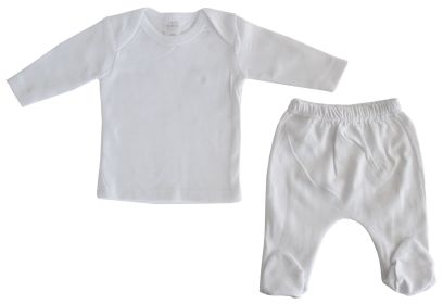 White Interlock Long Two Piece Set (Color: White, size: large)