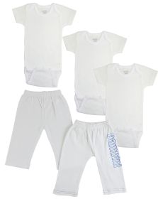 Infant Onezies and Track Sweatpants (Color: White/Blue, size: small)