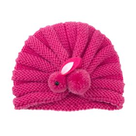 Children Wool Knitted Hat Autumn And Winter (Option: Rose Red Rabbit)