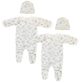 Unisex Closed-toe Sleep & Play with Caps (Pack of 4 ) (Color: White, size: small)