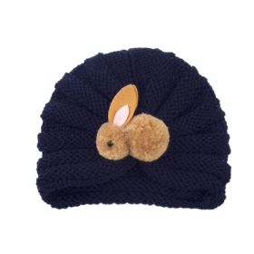 Children Wool Knitted Hat Autumn And Winter (Option: Navy Blue Rabbit)