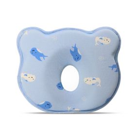 Cartoon Four Seasons Baby Headrest Anti-deviation Head Shaping For Children And Kids Pillow (Option: Blue Background Dolphin-25 Ã— 23 Ã— 3)