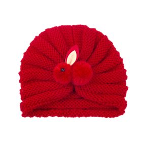 Children Wool Knitted Hat Autumn And Winter (Option: Red Rabbit)