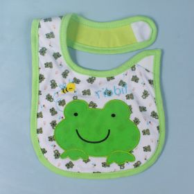 Optional Baby Bib Children's Cotton Three-layer Waterproof Saliva Towel (Option: Green Frog)