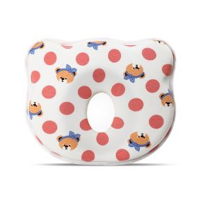 Cartoon Four Seasons Baby Headrest Anti-deviation Head Shaping For Children And Kids Pillow (Option: Red Dot Bear-25 Ã— 23 Ã— 3)