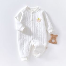 Baby Warm Jumpsuit Autumn And Winter Quilted Clothes (Option: White Bear Head-59 Yards)