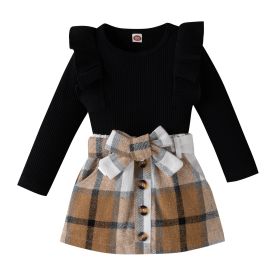 Fashion Preppy Style Girls Suit (Option: Black-80cm)