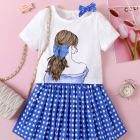 Bow Avatar Short Sleeves And Skirt Casual Suit (Option: White-4Y)