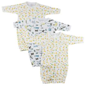 Infant Gowns - 3 Pack (Color: White/Yellow, size: Newborn)