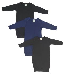 Unisex Newborn Baby 3 Piece Gown Set (Color: Black/Navy, size: Newborn)