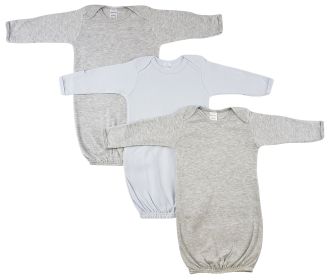 Boy Newborn Baby 3 Piece Gown Set (Color: Heather Grey/Blue, size: Newborn)