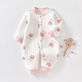 Baby Warm Jumpsuit Autumn And Winter Quilted Clothes (Option: Pink Peach-59 Yards)