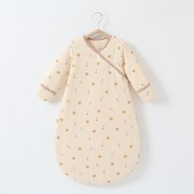 Anti-jump Thickening Of Baby Sleeping Bag In Autumn And Winter (Option: Milk biscuit thickened-L)