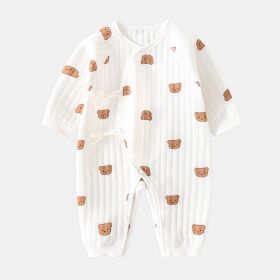 Rompers Three-layer Keep Baby Warm Romper Baby Jumpsuit (Option: Rompers Full Printed Bear Warm-52cm)