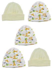 Boys Baby Cap (Pack of 5) (Color: Yellow, size: One Size)