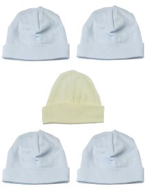 Boys Baby Caps (Pack of 5) (Color: Blue/Yellow, size: One Size)