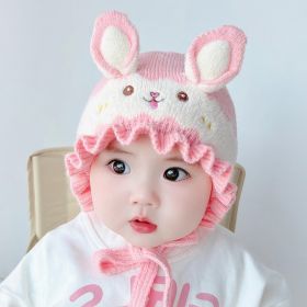 Baby Autumn And Winter Earflaps Woolen Hat (Option: Petal Pink-Free Size 40 To50CM)