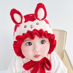 Baby Autumn And Winter Earflaps Woolen Hat (Option: Red-Free Size 40 To50CM)