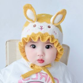 Baby Autumn And Winter Earflaps Woolen Hat (Option: Yellow-Free Size 40 To50CM)