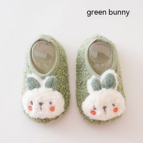Cute Rabbit Autumn And Winter Room Socks (Option: Green Rabbit-L)