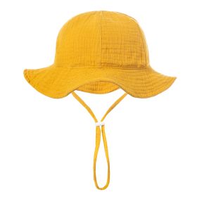 Baby Cotton Basin Bucket Hat (Option: Turmeric-Suitable For 0to12 Months Baby)