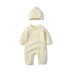 Autumn And Winter Knitted Onesie Hemp Hemp Ha Yi (Option: Beige-90cm)