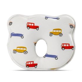 Cartoon Four Seasons Baby Headrest Anti-deviation Head Shaping For Children And Kids Pillow (Option: White Bottom Car-25 Ã— 23 Ã— 3)
