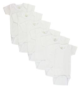 White Short Sleeve One Piece 6 Pack (Color: White, size: medium)