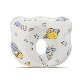Cartoon Four Seasons Baby Headrest Anti-deviation Head Shaping For Children And Kids Pillow (Option: White Background Planet-25 Ã— 23 Ã— 3)