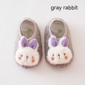 Cute Rabbit Autumn And Winter Room Socks (Option: Gray Rabbit-S)