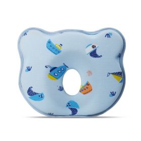 Cartoon Four Seasons Baby Headrest Anti-deviation Head Shaping For Children And Kids Pillow (Option: Blue Bottom Submarine-25 Ã— 23 Ã— 3)