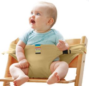 Baby Dining Belt Portable Child Seat Baby BB Dining Chair Safety Protecting Band (Color: Khaki)
