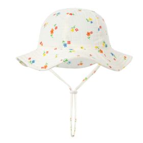 Baby Cotton Basin Bucket Hat (Option: Red Blue Small Flower-Suitable For 0to12 Months Baby)