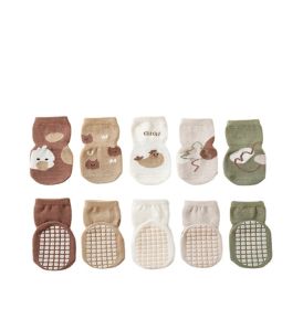 Children's Mid-calf Cute Cartoon Non-slip Dotted Rubber Floor Socks (Option: Set-L)
