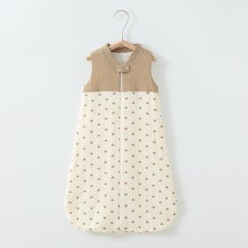 Baby Sleeping Bag Double Layer Patchwork Stand-up Collar Gauze Waistcoat Sleeping Bag (Option: Love-S)