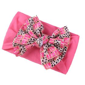 Fashion Kids Double Layer Printed Bow Bandana (Option: Rose red)
