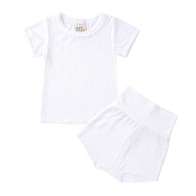 Children's Candy Color Breathing Cotton Pajamas Suit (Option: Beige-73cm)