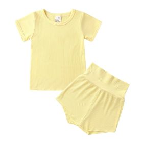 Children's Candy Color Breathing Cotton Pajamas Suit (Option: Yellow-73cm)