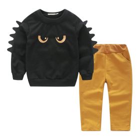 Casual Children Cartoon Long Sleeve Sweater Little Kids' Track Pants (Option: Black-110cm)
