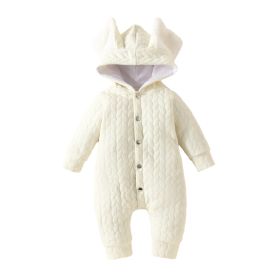 Infant Hooded Romper Outer Wear (Option: Milky White-6to9M)