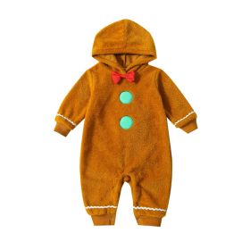 Children's Clothing Christmas Infant Fur Solid Color Hooded One-piece (Option: Chocolate-90cm)