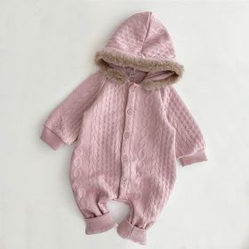 Baby Twist Rabbit Ears Hooded Romper Climbing Clothes (Option: Picture Color-80cm)