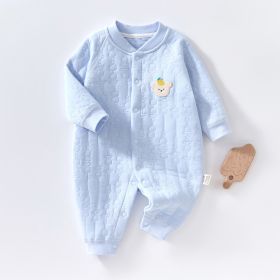 Baby Warm Jumpsuit Autumn And Winter Quilted Clothes (Option: Blue Bear Head-66 Yards)
