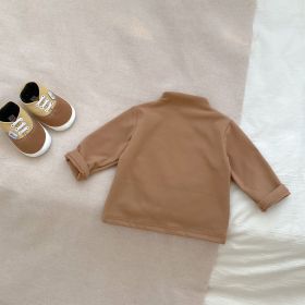 New Infant Leisure Solid Color Long-sleeved Top (Option: Brown Base-73CM)