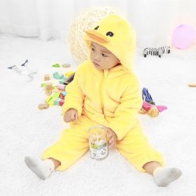 Baby Flannel Animal-shaped Jumpsuit (Option: Small Yellow Duck-80cm)