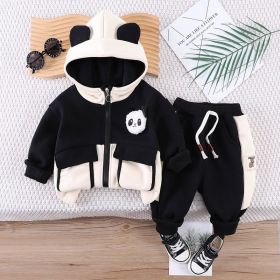 Boys And Girls Casual Fleece-lined Two-piece Suit (Option: White-120cm)